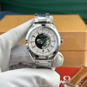 Omega Aqua Terra Worldtimer GMT Quadrante Bianco Replica VSF 43mm Orologio