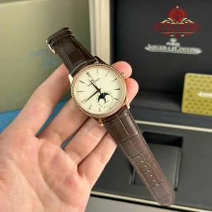Jaeger-LeCoultre Master Ultra Thin Moon Q1362503 Oro Rosa Quadrante Bianco Lunetta con Diamanti Migliore Replica APSF 39mm Orologio