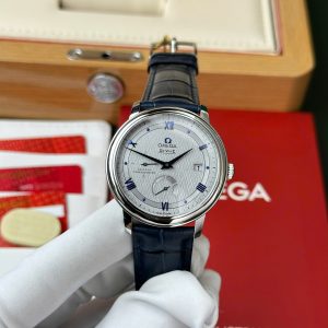 Omega De Ville Prestige Power Reserve Quadrante Grigio Cinturino in Pelle Blu Replica Migliore 39.5mm Orologio