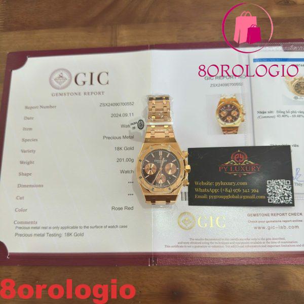 Audemars Piguet Royal Oak 26331OR Replica Cronografo Quadrante Marrone Placcato Oro 18K 41mm Orologio - immagine 5
