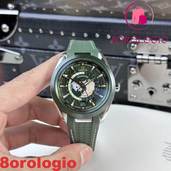 Omega Seamaster Aqua Terra GMT Worldtimer Quadrante Verde Replica Migliore VSF 43mm Orologio - immagine 3