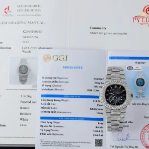 Replica Patek Philippe Nautilus 5712/1A Quadrante Blu Iced Out Moissanite 1:1 PPF 40mm Orologio