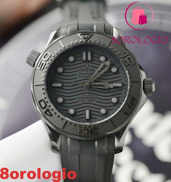 Omega Seamaster Diver 300M Black Black Ceramica Cinturino in Gomma Migliore Replica VSF 43.5mm Orologio - immagine 5