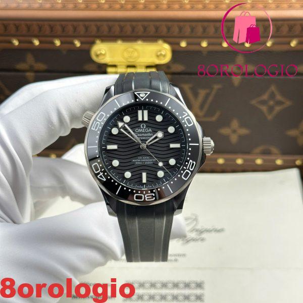 Omega Seamaster Diver 300M Ceramica Nera Quadrante Nero Cinturino in Gomma Migliore Replica VSF 43.5mm Orologio - immagine 5