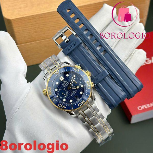 Omega Seamaster Diver 300M Chronograph Due Tono Quadrante Blu Miglior Replica N1 Factory 44mm Orologio - immagine 3