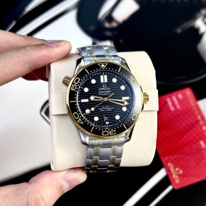 Omega Seamaster Diver 300M Two Tone Yellow Gold Black Dial Replica Super Clone 42mm Orologio