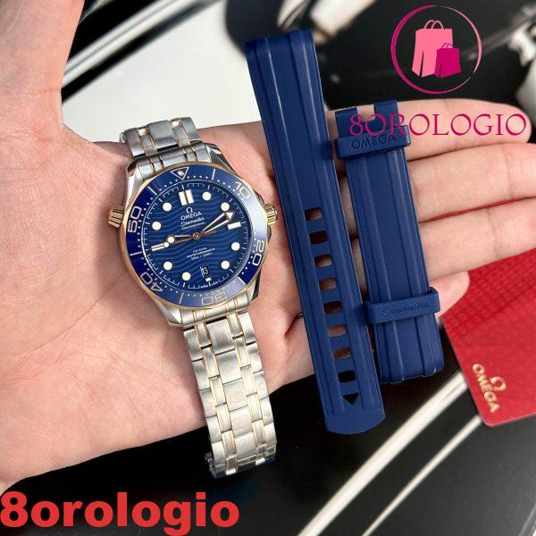 Omega Seamaster Diver 300M Bicolore Oro Giallo Quadrante Blu Replica Migliore 42mm Orologio