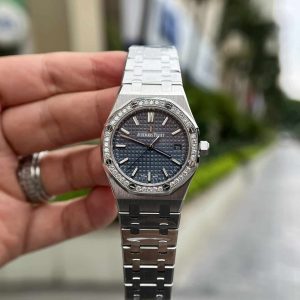 Audemars Piguet Royal Oak 77351ST Quadrante Blu Cornice con Diamanti Replica 34mm Orologio