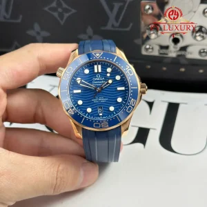 Omega Seamaster Diver 300M Quadrante Blu Sedna Gold Cinturino in Gomma Replica 1:1 Migliore VSF 42mm Orologio