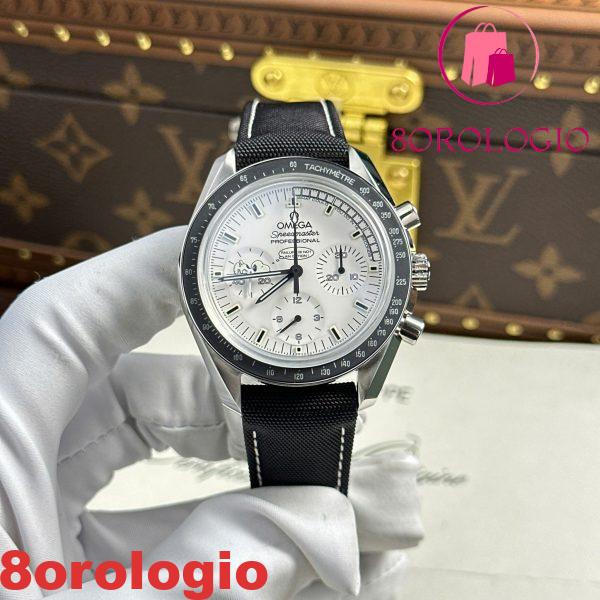 Omega Speedmaster Apollo 13 Silver Snoopy Award Quadrante Bianco Cinturino in Tessuto Replica 42mm Orologio