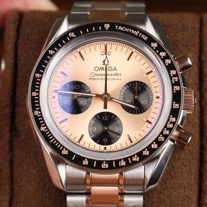 Omega Speedmaster Moonwatch Chronograph Bi-Tono Oro Rosa Quadrante Rosa Replica Svizzera 42mm Orologio