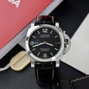 Panerai Luminor Marina Acciaio Quadrante Nero PAM1312 Pelle Miglior Replica VSF 44mm Orologio