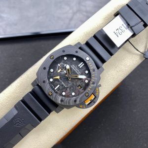 Panerai Submersible GMT Carbotech Navy Seals PAM 1324 Cinturino in Gomma Nero Carbonio Migliore Replica VSF 44mm Orologio