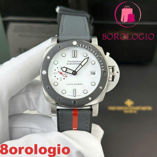 Panerai Submersible Luna Rossa PAM01579 Quadrante Bianco Cinturino in Pelle Migliore Replica VSF 42mm Orologio - immagine 3