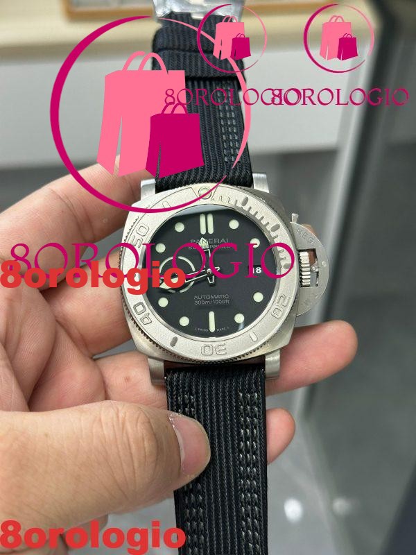 Panerai Submersible Mike Horn Edition PAM 984 Titanio Quadrante Nero Cinturino Nero Replica VSF 47mm Orologio