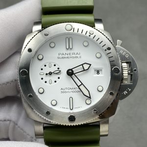 Panerai Submersible Quarantaquattro Bianco Quadrante Bianco Cinturino in Gomma Verde 1:1 Miglior Replica VSF 44mm Orologio