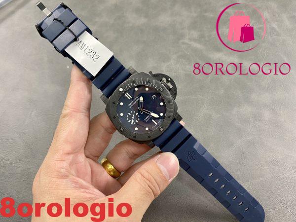 Panerai Submersible Quarantaquattro Carbotech Blu Abisso PAM1232 Quadrante Blu Cinturino in Gomma Replica VSF 44mm Migliore Orologio