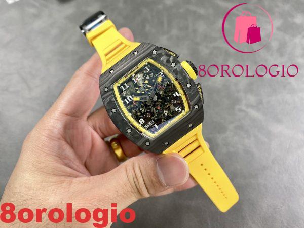 Richard Mille RM011 Cronografo Carbonio Tempesta Gialla Migliore Replica KVF 49.94×44.5mm Orologio - immagine 3