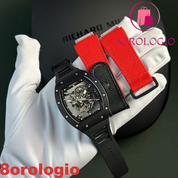 Richard Mille RM055 Bubba Watson Tutto Nero Ceramica Cinturino in Gomma Migliore Replica BBR V4 42.7mm Orologio