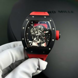 Replica Richard Mille RM055 Bubba Watson Ceramica Nera Cinturino in Gomma Rossa BBR V3 42.7mm Orologio