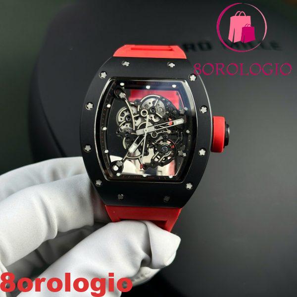 Replica Richard Mille RM055 Bubba Watson Ceramica Nera Cinturino in Gomma Rossa BBR V3 42.7mm Orologio