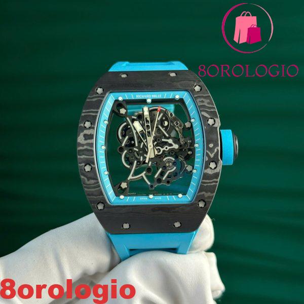Richard Mille RM055 Bubba Watson Yas Marina Circuit Carbon TPT Cinturino in Gomma Blu Replica 1:1 Super Clone ZF 42.7mm Orologio
