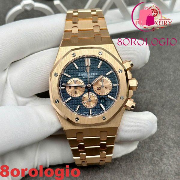 Audemars Piguet Royal Oak Chronograph 26331OR Quadrante Blu Replica Personalizzata Oro Massiccio 18K Movimento Originale Calibro FP 1185 41mm Orologio