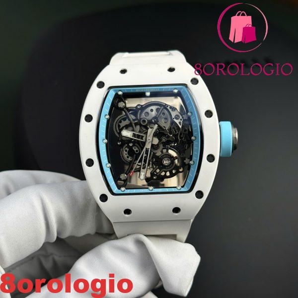 Richard Mille RM055 Ceramica Bianca Bubba Watson Asia Blue Miglior Replica BBR V3 42.7mm Orologio - immagine 4
