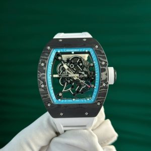Richard Mille RM055 Yas Marina Circuit Carbon TPT Cinturino in Gomma Bianca Replica 1:1 Super Clone ZF 42,7 mm Orologio