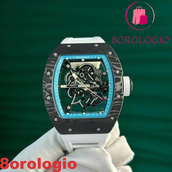 Richard Mille RM055 Yas Marina Circuit Carbon TPT Cinturino in Gomma Bianca Replica 1:1 Super Clone ZF 42,7 mm Orologio