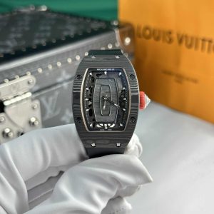 Richard Mille RM07-01 Carbonio Nero Gomma Nera Replica di Migliore Qualità 45.32 X 32.3mm Orologio