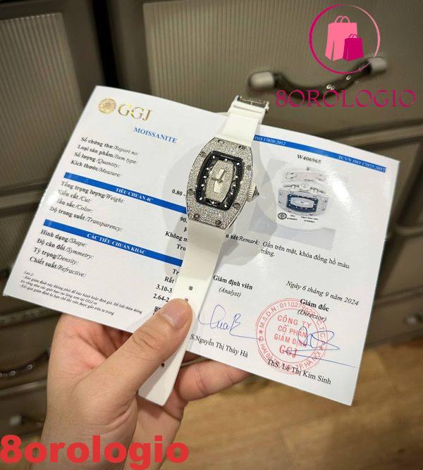 Richard Mille RM07-01 Lady White MOP Lip Snow Diamonds Custom Moissanite Replica 45.32×32.3 mm Orologio