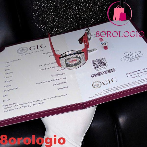 Replica Richard Mille RM07-01 Oro Bianco Medio Diamanti Rosso Lip Custom Moissanite Orologio