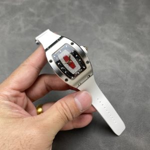 Richard Mille RM07-01 Oro Bianco Labbra Rosse Cinturino in Gomma Bianca Replica 1:1 BBAF 45.32 X 32.3mm Orologio