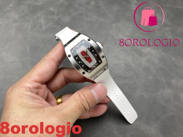 Richard Mille RM07-01 Oro Bianco Labbra Rosse Cinturino in Gomma Bianca Replica 1:1 BBAF 45.32 X 32.3mm Orologio