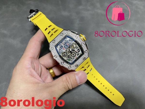 Richard Mille RM11-03 Flyback Chronograph Iced Out con Pietre CZ Miglior Replica KVF 49.94×44.5mm Orologio