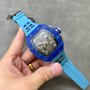 Richard Mille RM11-03 Jean Todt 50th Anniversary Chronograph Fibra di Carbonio Blu Replica KVF 49.94 X 44.5mm Orologio