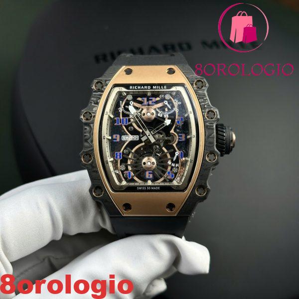 Richard Mille RM21-01 Tourbillon Aerodyne Red Gold Carbon TPT Migliore Replica 42.68mm X 50.12mm Orologio - immagine 5