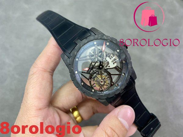 Roger Dubuis Excalibur Monotourbillon DBEX0577 Fibra di Carbonio Nera Replica BBR 1:1 42mm Orologio - immagine 2