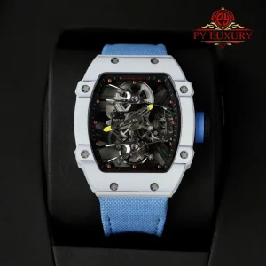 Richard Mille RM27-02 Rafael Nadal Tourbillon Fibra di Carbonio Bianca Migliore Replica 39.7 X 47.7mm Orologio