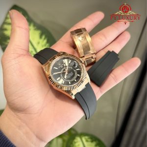 Rolex Sky-Dweller 326235 Oro Rosa Quadrante Grigio Ardesia Cinturino in Gomma Replica 42mm Orologio