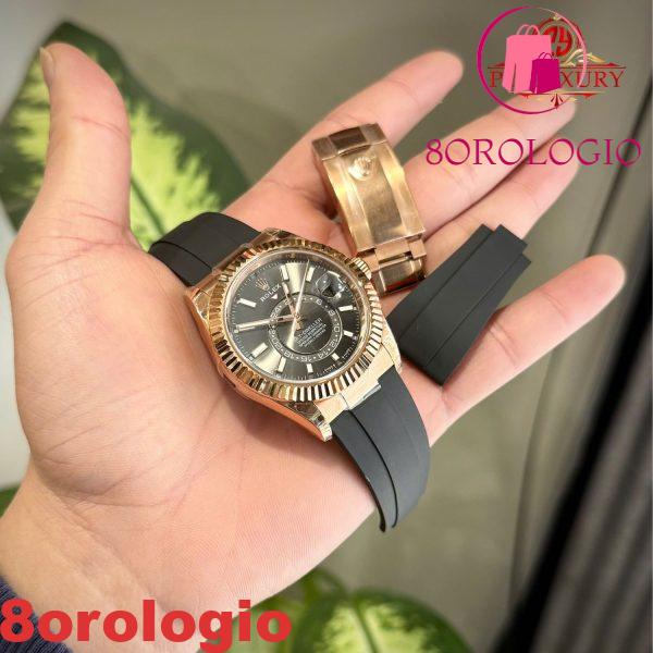 Rolex Sky-Dweller 326235 Oro Rosa Quadrante Grigio Ardesia Cinturino in Gomma Replica 42mm Orologio