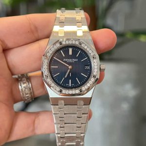 Audemars Piguet Royal Oak Jumbo 16202ST Quadrante Blu Custom Ghiera Moissanite Migliore Replica ZF 39mm Orologio