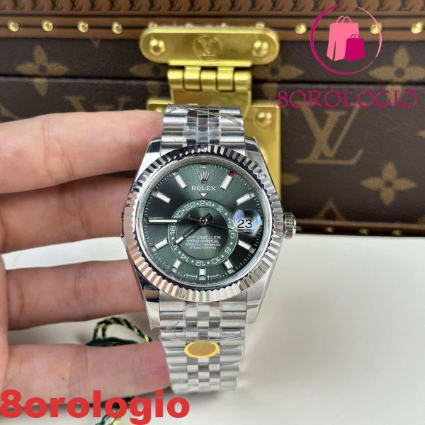 Rolex Sky-Dweller 326934 Quadrante Verde Menta Bracciale Jubilee Super Replica 42mm Orologio - immagine 3