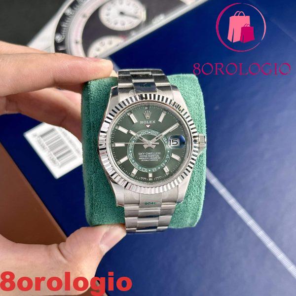 Rolex Sky-Dweller 326934 Quadrante Verde Menta Bracciale Oyster Replica 42mm Orologio - immagine 4