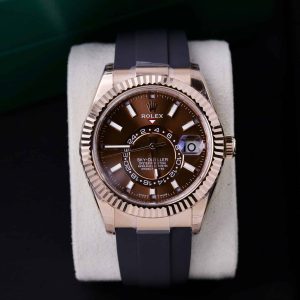 Rolex Sky-Dweller 326934 Oro Rosa Quadrante Cioccolato Cinturino in Gomma Migliore Replica 42mm Orologio