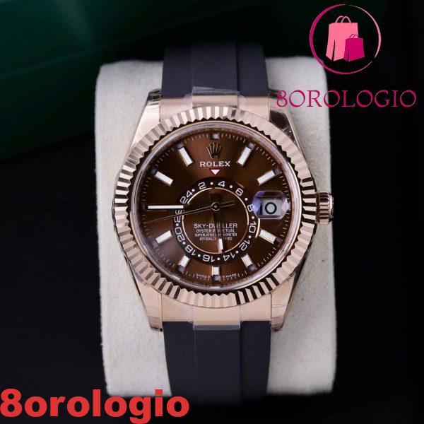 Rolex Sky-Dweller 326934 Oro Rosa Quadrante Cioccolato Cinturino in Gomma Migliore Replica 42mm Orologio