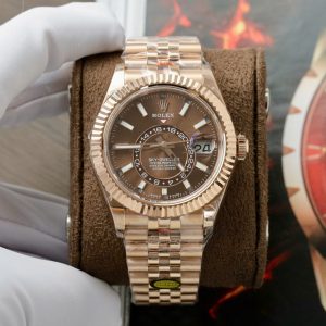 Rolex Sky-Dweller 336935-0006 Oro Rosa Quadrante Cioccolato Bracciale Jubilee Migliore Replica 42mm Orologio