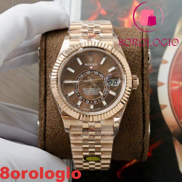 Rolex Sky-Dweller 336935-0006 Oro Rosa Quadrante Cioccolato Bracciale Jubilee Migliore Replica 42mm Orologio