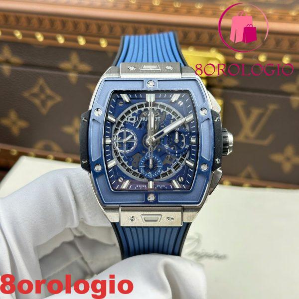 Hublot Spirit Of Big Bang Titanium Blue Ceramic Quadrante Blu Cinturino in Gomma 1:1 Migliore Replica BBF 42mm Orologio